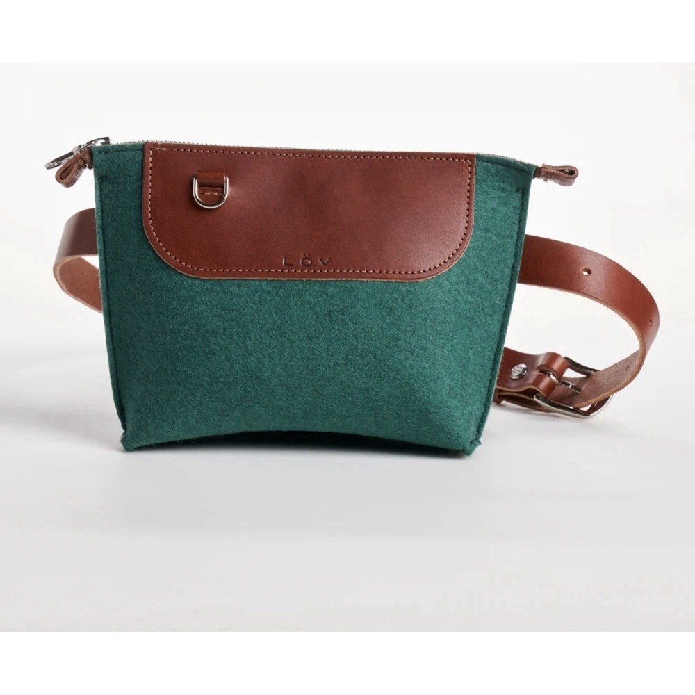 HejLov Narvajo 100% Merino Wool Boya Sling Bag | Green Brown Retail $165 Classic